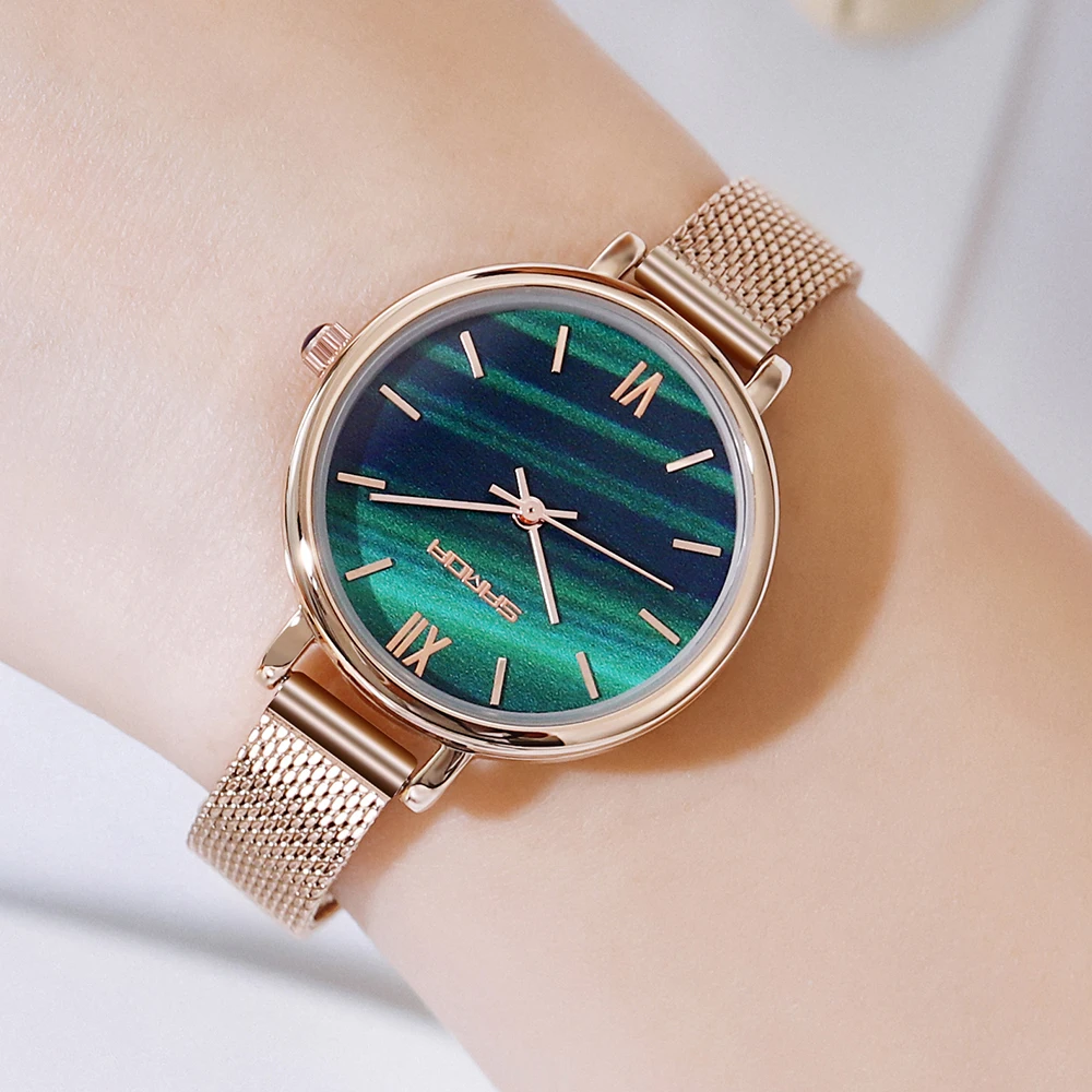 Женские наручные часы SANDA с синим циферблатом из Малахита женские