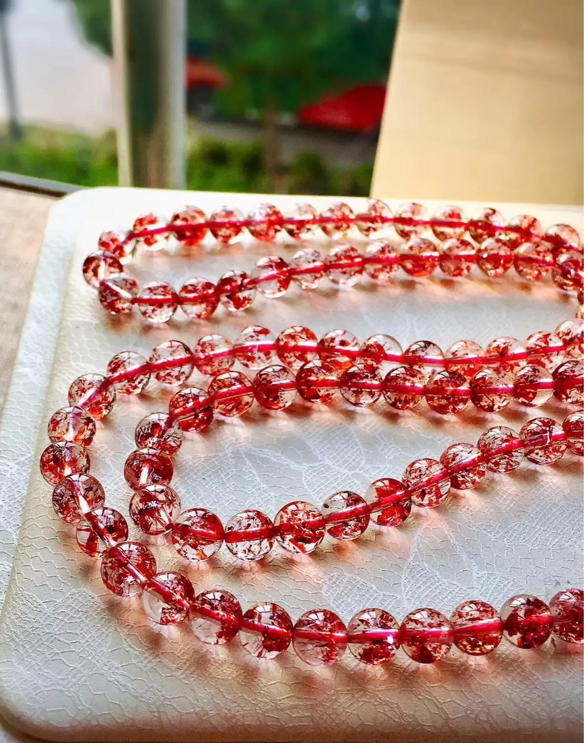 

6mm Certificate Natural Lepidocrocite Quartz Red Super Seven Stone 3 Laps Clear Round Beads Bracelet Stretch Crystal AAAAAA