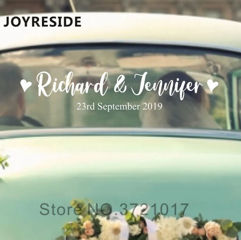 

Personalized Names Date Couple Wedding Deocration Wall Stickers Car Decals Custom Name Wedding Decor Design Beautiful Mural M449