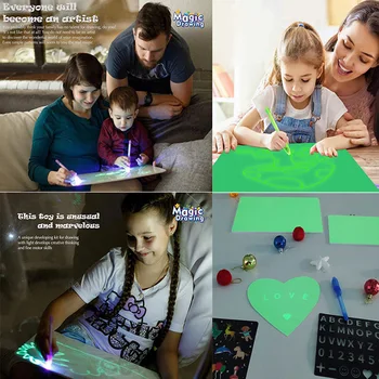 

Big Size Illuminate Drawing Board Glow In Dark Magic Drawing Board Children Kids Paint Toy DIY Educaitonal 2020 Boy Girl Toys