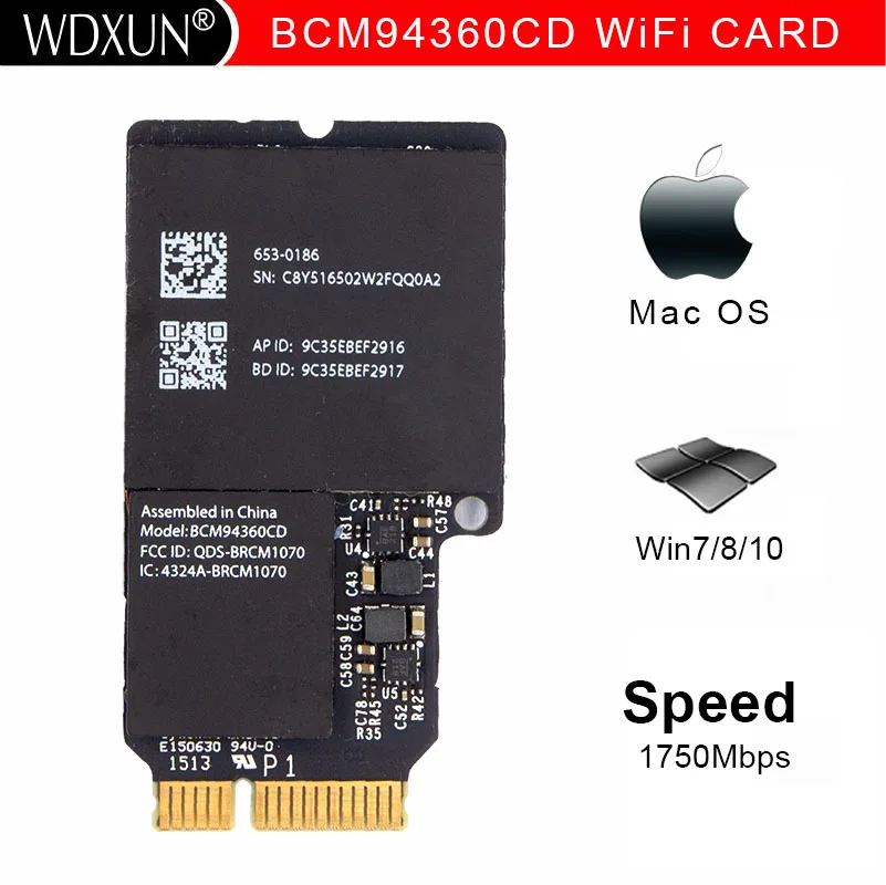 Wi-Fi Wlan Bluetooth BT 4 0 карта Broadcom BCM94360CD BCM4360CD 802.11ac A1418 A1419 635-0014 | Компьютеры и офис