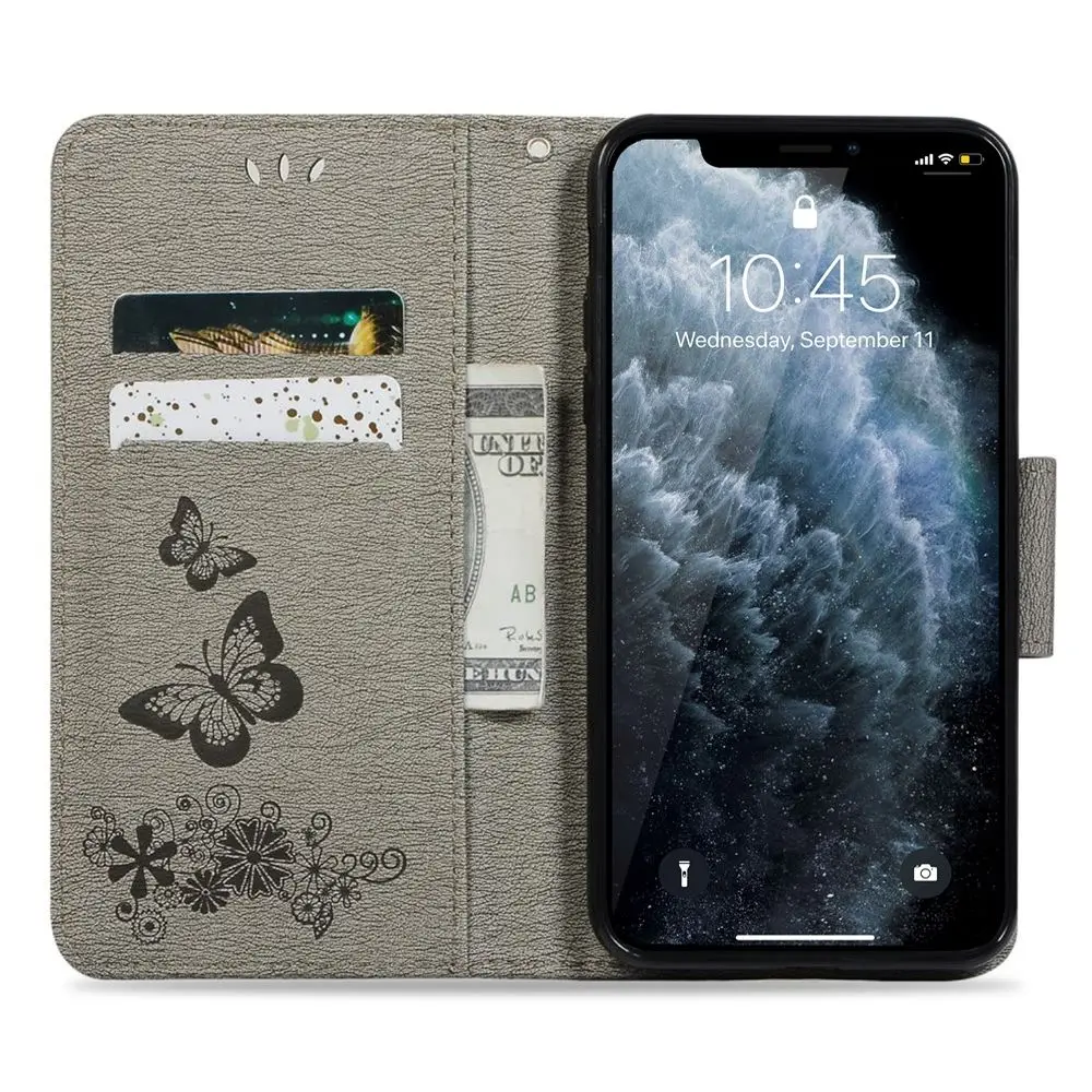 Роскошная Бабочка Флип Чехол для samsung Galaxy A7 A9 A8 A6 A5 A3 J3 J5 J6 J4 Plus девушка милый цветок кожаный чехол-бумажник с крышкой