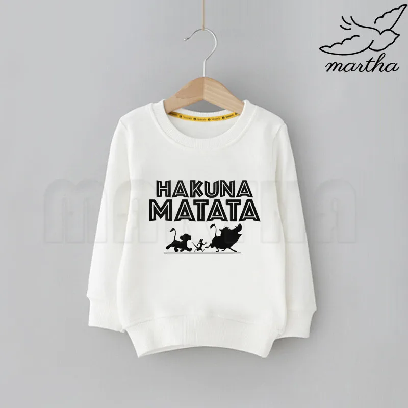 Хакуна матата Забавный принт толстовки мультфильм странные вещи кофты мультфильм толстовки дети милые толстовки ребенок - Цвет: B