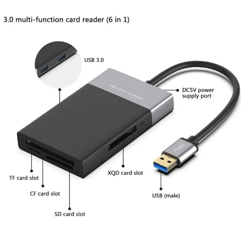 Driver-free Multi USB 3.0 To XQD CF SD Micro SD TF Adapter for laptop Accessories OTG Cardreader Smart Memory SD Card Reader