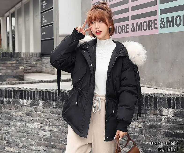 Manteau d'hiver femmes режим fourrure col A capuche epais chaud coton-remburré veste femmes grande Tail femme vlectement d'
