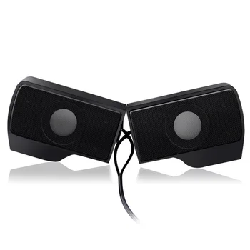 

1 Pair MP3 Line Controller Black USB Stereo Office Computer Mini Portable Home Phone Music Player Clip Speaker Travel Soundbar