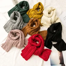 Модный детский шарф на осень и зиму, Корейская версия шерстяного теплого однотонного шарфа для мальчиков и девочек
