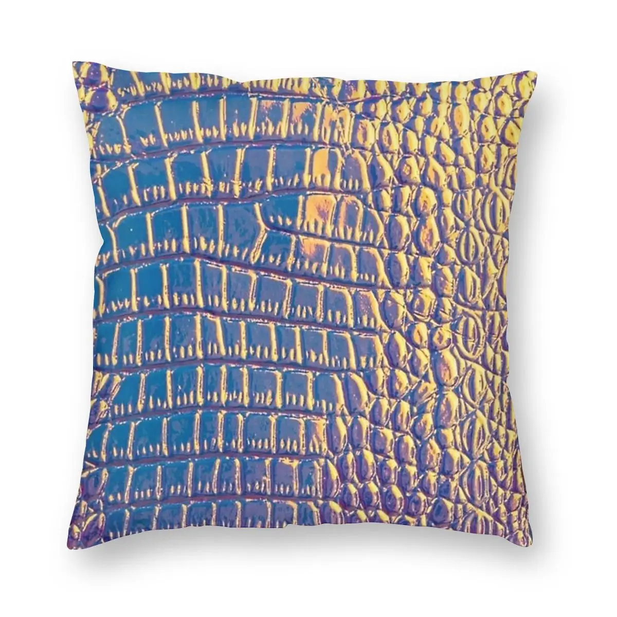 

Holographic Crocodile Leather Pillowcase Home Decorative Skin Texture Cushions Throw Pillow for Car Double-sided Printing