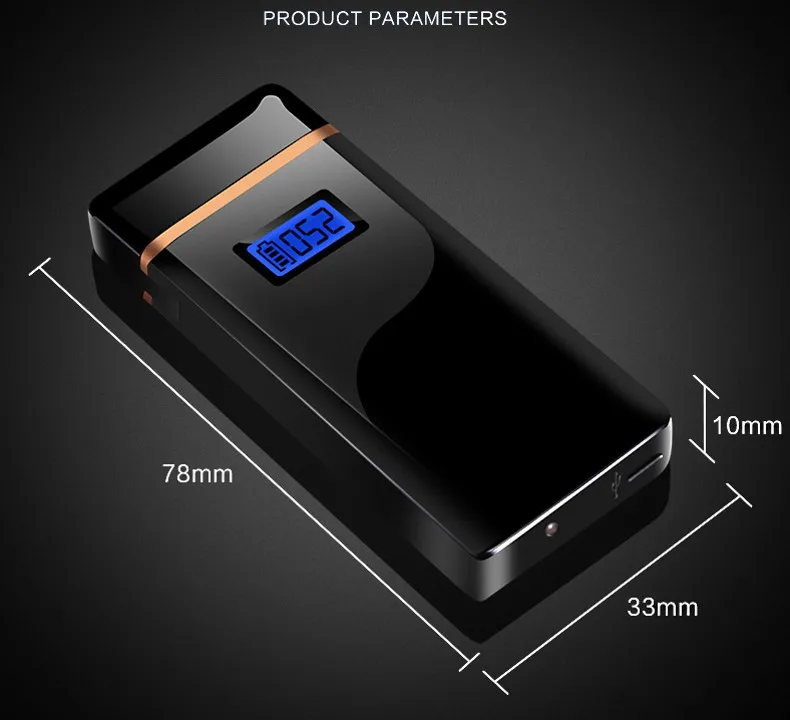Новинка, светодиодный дисплей, usb зарядка, зажигалка, металлическая перезаряжаемая двойная дуговая зажигалка, электрическая плазменная Зажигалка для сигарет, мужские подарки