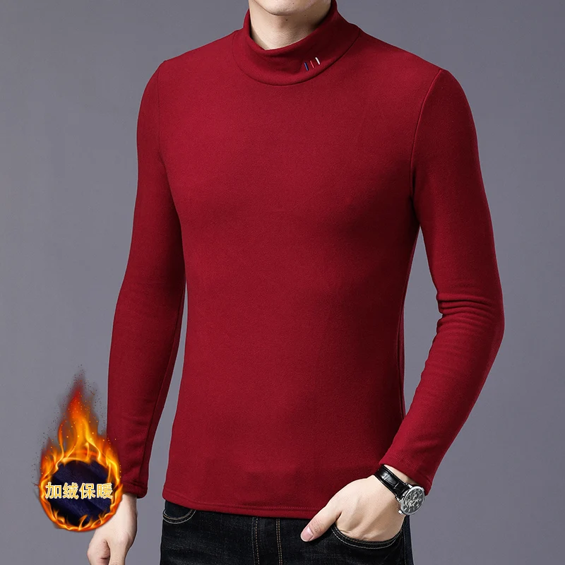 Hombres cólido y cómodo jersey de cuello alto, mangas largas suéteres de punto jersey suave flexible slim fit Jersey casual de