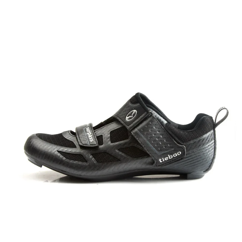 Tiebao Триатлон Профессиональная Мужская велосипедная обувь дышащая обувь для шоссейного велосипеда обувь для самоблокирующихся гонок спортивные кроссовки zapatillas - Цвет: TB86-B815Black