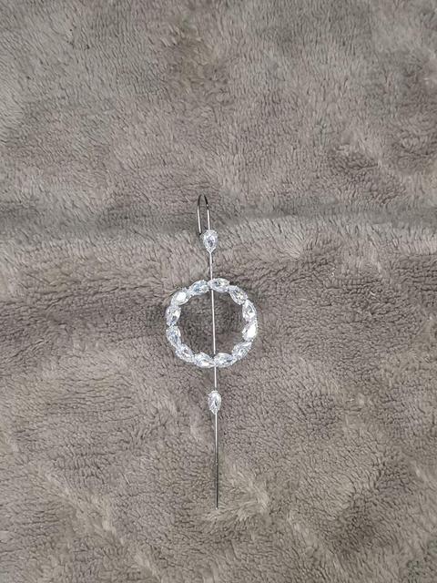 Ear Needle Wrap Crawler Hook Earrings for Women Surround Auricle Diagonal Stud Copper Inlaid Zircon Piercing Earrings /1 Pc