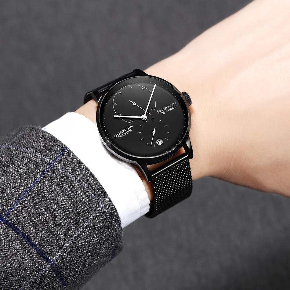 GUANQIN механические деловые часы для мужчин люксовый бренд светящиеся Нержавеющая сталь ремешок на запястье для мужчин s автоматические часы relogio BYR