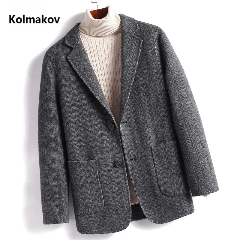 Зимнее пальто мужские высококачественные тренчи мужские повседневные шерстяные пальто Модные мужские пальто двухсторонние шерстяные пиджаки