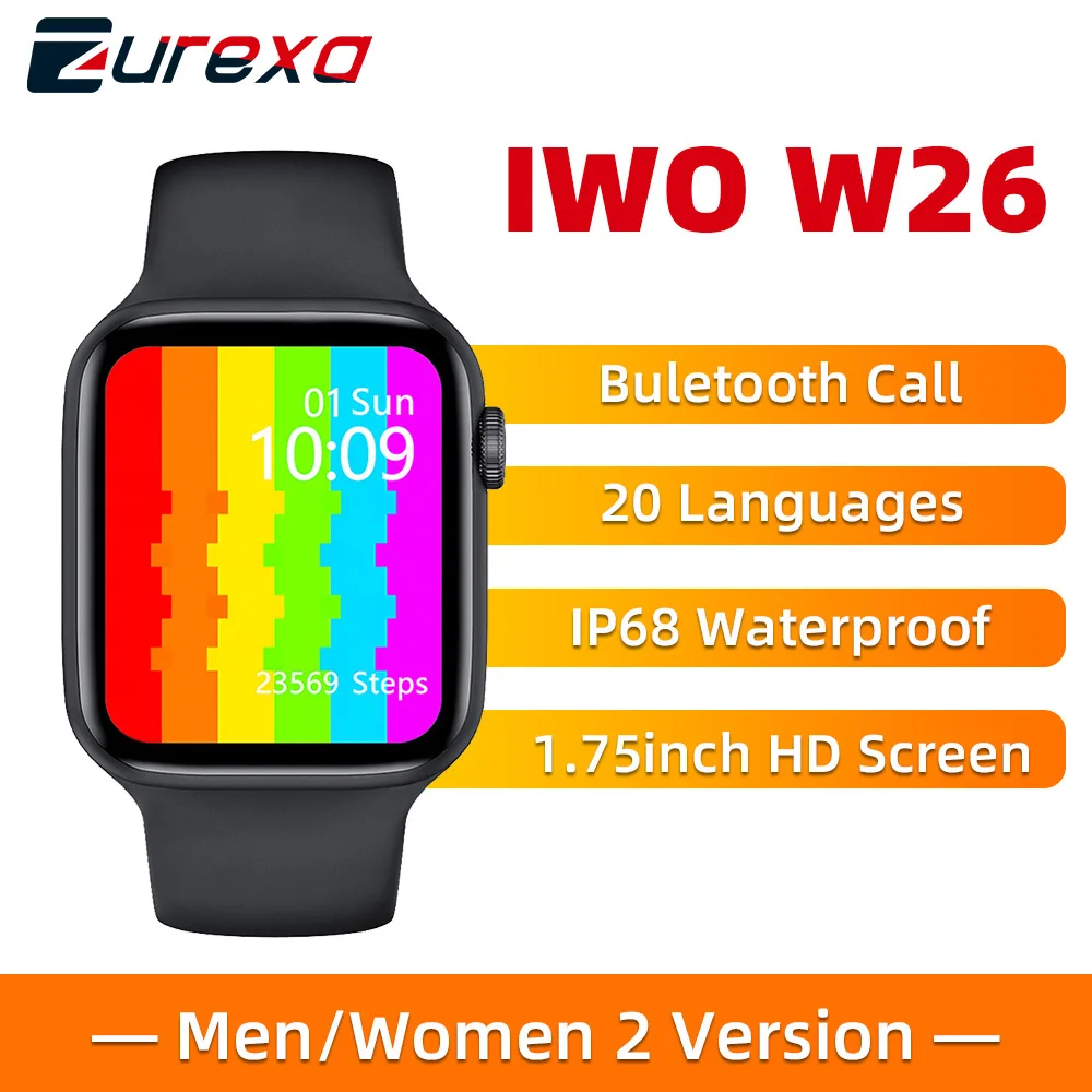 Zurexa Iwo W26 Смарт-часы для мужчин и женщин IP68 монитор сердечного ритма ЭКГ 12 умные