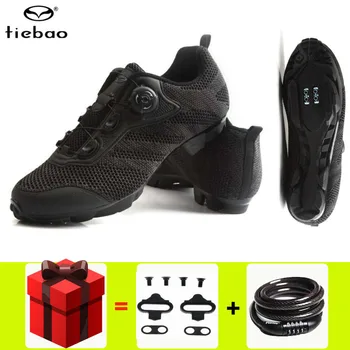 

Tiebao cycling shoes sapatilha ciclismo mtb SPD pedals Canvas upper self-locking breathable mtb outdoor mountain bike sneakers