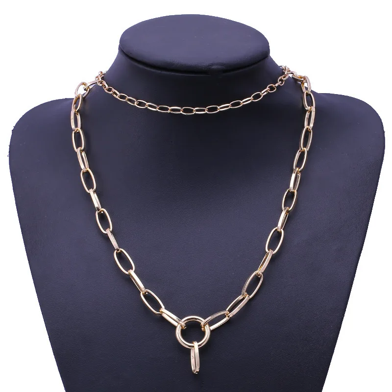 Новая мода Стиль простой в стиле панк рок с металлической цепочкой колье двух