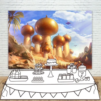 

Aladdin Gold Mosque Palace Muslim Masjid Photographic Backdrop For Baby Child Happy Birthday Party Decorations Photo Background