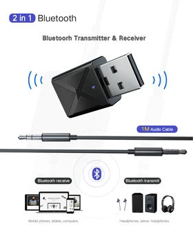 

Bluetooth 5.0 Audio 2in1 Receiver Transmitter Mini Stereo Bluetooth AUX RCA USB 3.5mm Jack For TV PC Car Kit Wireless Adapter
