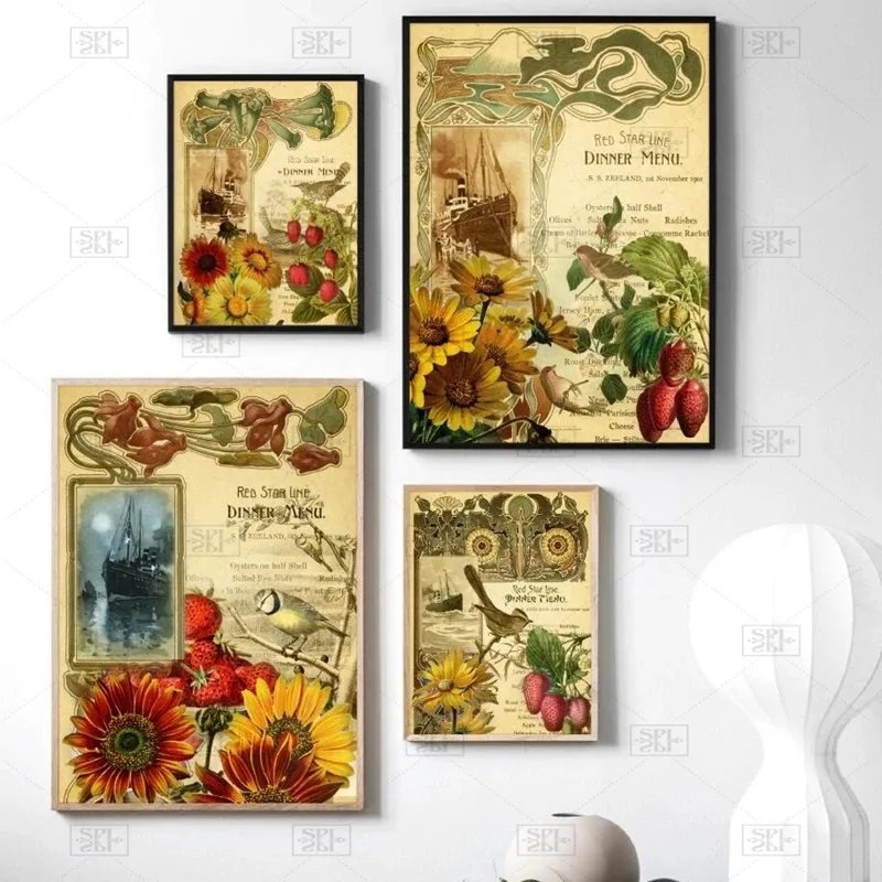 Vintage Pictures Journal Card Kit Victorian Travel Canvas Painting Steamship Titanic Menu Day 12 Wall Art Posters and Prints | Дом и сад