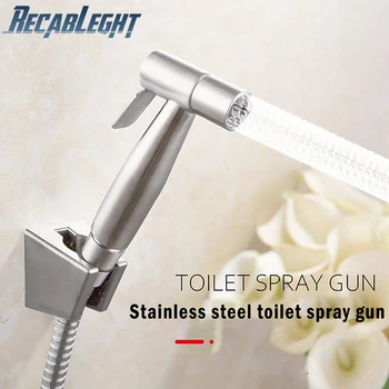 

Recableght Stainless Steel Bidet Sprayer Durable Anti-Rust Adjustable Water Pressure Control Washer Bidet Handheld Cleaning Tool