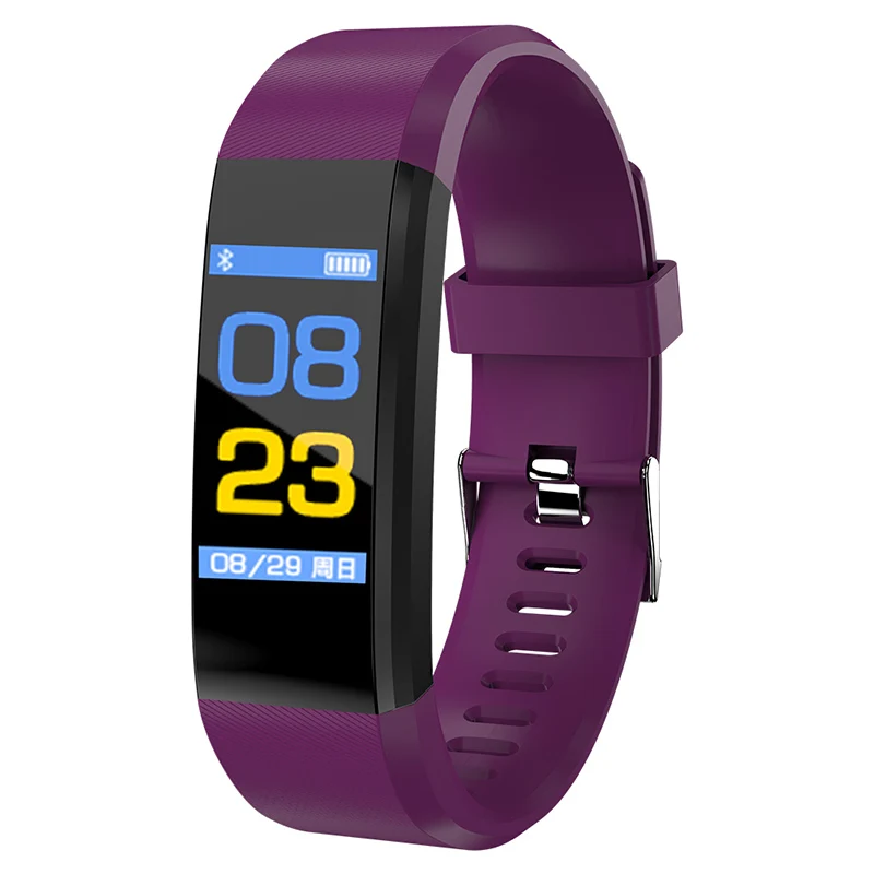Умный Браслет пульсометр кровяное давление фитнес-часы водонепроницаемые Смарт наручные часы с Bluetooth Браслет фитнес-трекер - Цвет: Purple