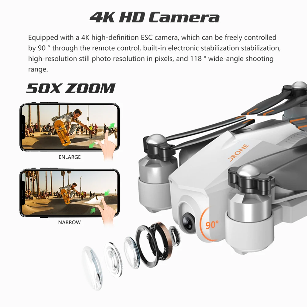 Дрон 4K GPS Дроны с камерой HD камера следуй за мной Квадрокоптер автоматический