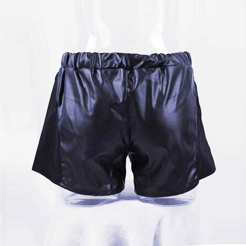 Men's Faux Leather Lingerie Set Sexy Adult Sleeveless Single-Breasted Undershirt Pouch-Short Boxer 2 Pcs Wetlook Men Underwear (5)