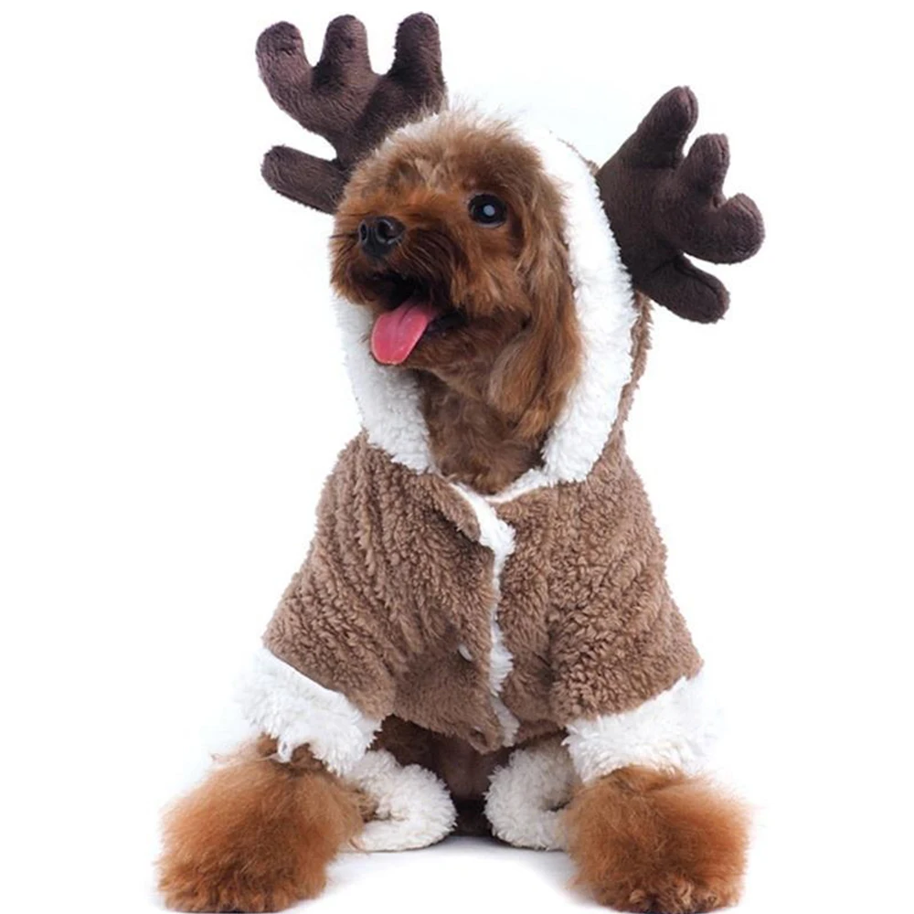 Теплая Флисовая одежда для собак на Рождество для маленьких и средних кошек, осенне-зимний костюм для собак, комбинезон для щенков, куртка для чихуахуа