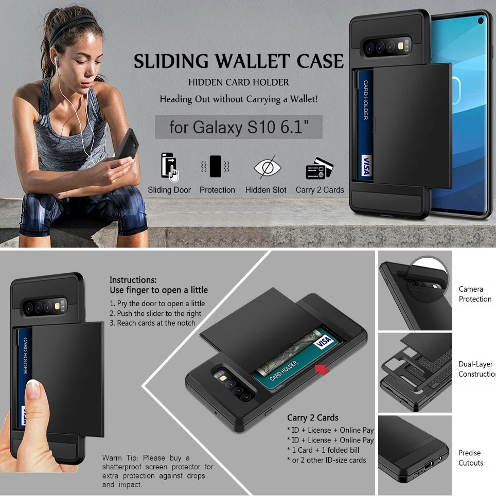 Чехол для samsung Galaxy S10 S9 S8 Note 10 Plus S10e S7 S6 edge Чехол Броня кошелек слот для карт держатель чехол для samsung Note 9 8 5