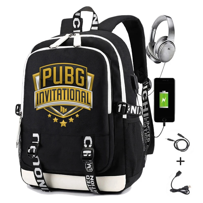 Black 05 Мужской рюкзак Playerunknown's Battlegrounds с принтом PUBG, школьные сумки для ноутбука с зарядкой через Usb, Оксфордский рюкзак для путешествий - Цвет: Black 05