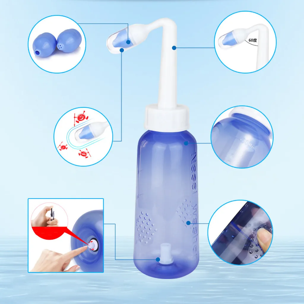 

300ML Refillable Bottles Nasal Wash Pot for Adult Children Nose Clean Bottle Irrigator Saline Allergic Irrigation Beauty Health