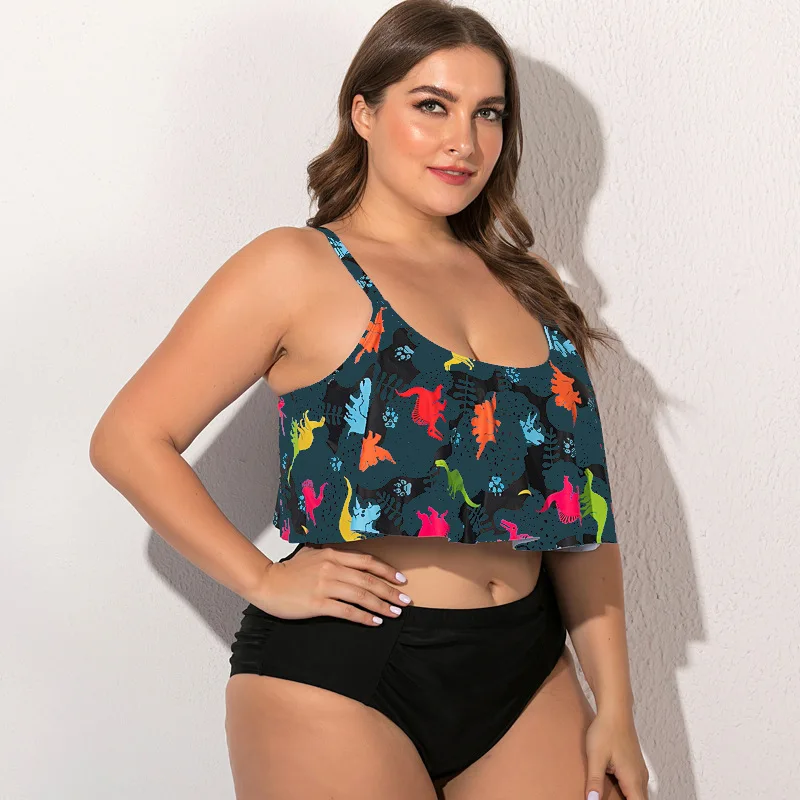 Большой Размер 3XL 4XL комплект бикини из двух частей купальный костюм для полных