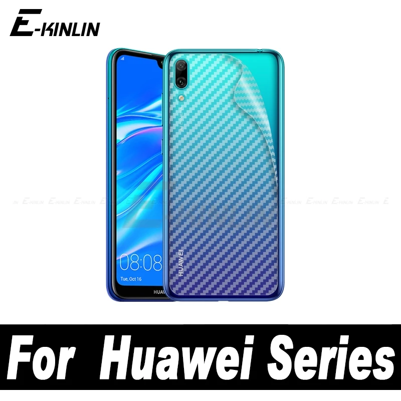 5pcs Carbon Fiber Back Cover Protective Film For Huawei Y5 Y6 Y9 Lite 2018 Prime Pro Rear Screen Protector Sticker Not Glass | Мобильные