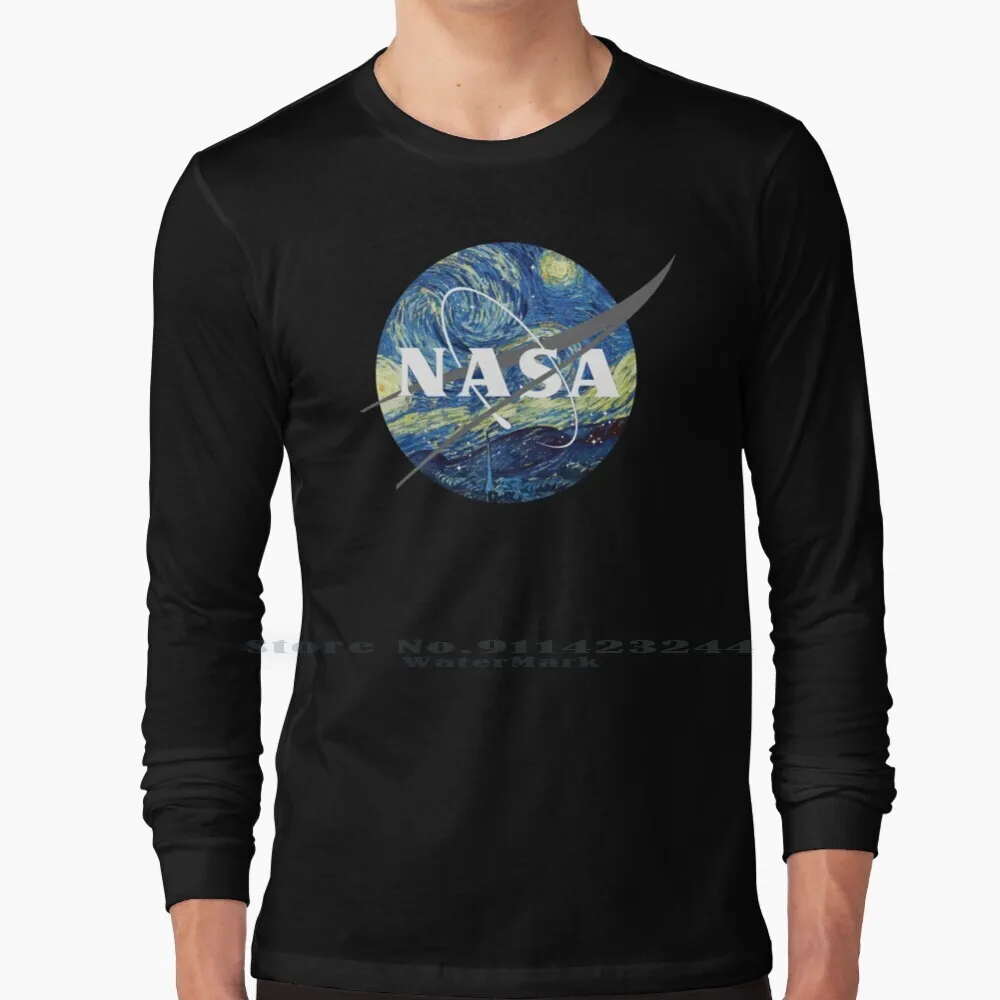 Logo Van Gogh Maglietta A Maniche Lunghe Tee Space X Usa Van Gogh Space Shuttle Stars Starry Night Cool Impressionante Insignia Logo Fort