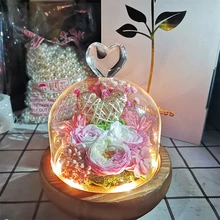 Rosa en cúpula de cristal para regalo de San Valentín, flores naturales de navidad, regalos creativos románticos para novia, 2021