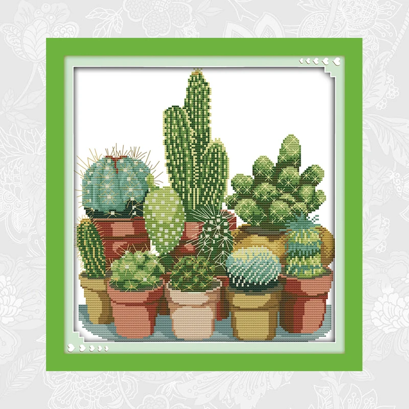 

Joy sunday Cactuses Aida Cross-stitch Paintings 14CT 11CT Printed on Canvas DIY Handmade Needlework Embroidery Thread Sets