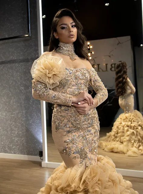 gold floral dress