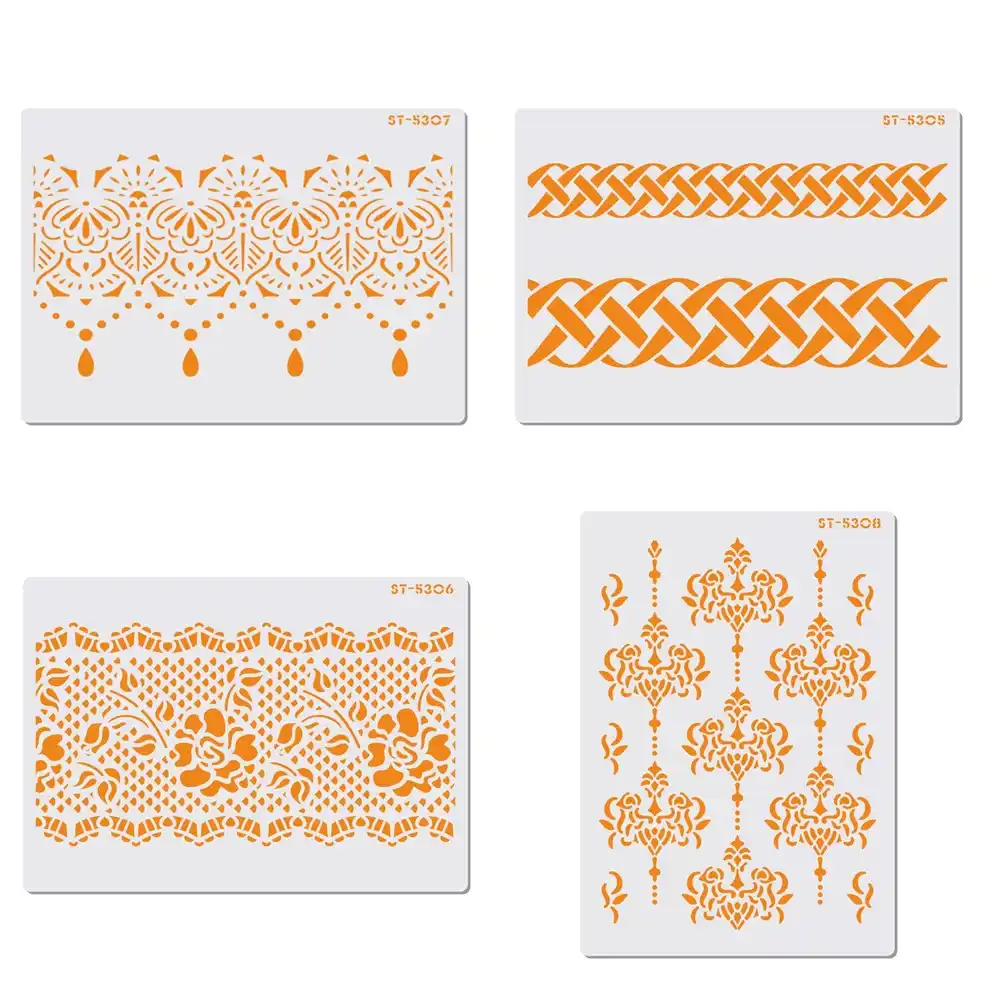 4ピース セット花柄ステンシル壁用絵画ケーキ装飾用品のフォンダンツールケーキツール ケーキ型 Aliexpress