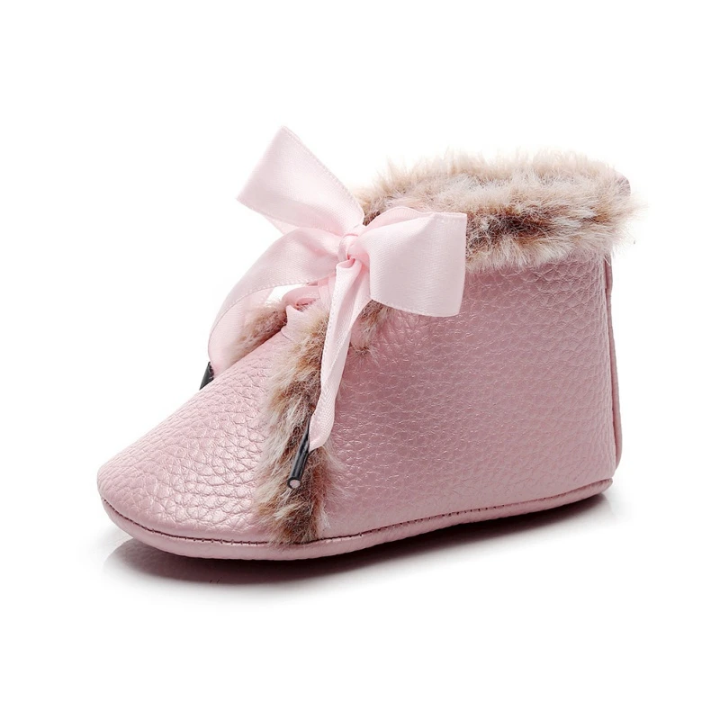 Зимняя теплая детская обувь; обувь для малышей; обувь для маленьких девочек; высокие кроссовки из искусственной кожи; нескользящая обувь с бархатом; обувь для первых шагов