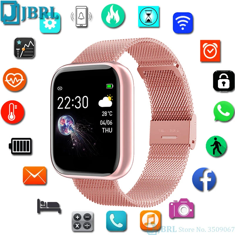 Lesfit Full Touch Smart Watch Women Men Smartwatch Sport Smart Wrist Clock For Android IOS Fitness Tracker Bracelet Smart-watch