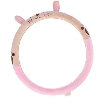 

New Lovely Steering Wheel Cover Rabbit Plush Cartoon Car Interior Universal