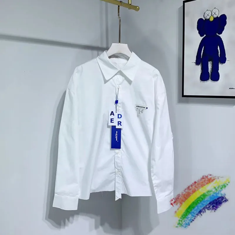 Oversize Ader error White Shirts Men Women 1:1 High Quality Casual Adererror Shirt chest back Embroidery Logo Ader Oversize Ader error White Shirts Men Women 1:1 High Quality Casual Adererror Shirt chest back Embroidery Logo Ader