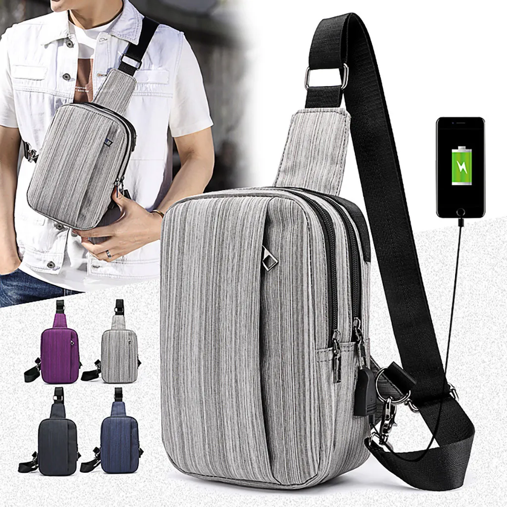 MAIOUMY, новинка, Мужская нагрудная сумка с USB зарядкой, маленькая, задняя Сумка,, мужская, для отдыха, водонепроницаемая, ткань Оксфорд, многофункциональная сумка на плечо#4