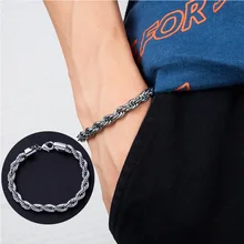 RINHOO серебряный цвет изогнутый браслет ширина 7 мм браслет из нержавеющей стали звено цепи браслеты для мужчин мужской браслет ювелирные изделия