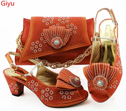 Doershow/итальянские персиковые туфли с сумочкой в комплекте; комплект из женских туфель и сумочки в африканском стиле для выпускного вечера; вечерние летние босоножки! HBZ1-23