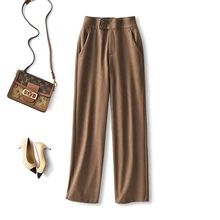 

SHUCHAN COTTON Wool Full Length Pants for Women Winter Straight HIGH Waist Elastic Waist High Fashion Streetwear Women