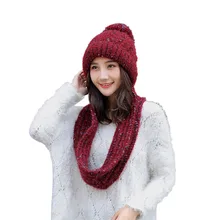 Модная меховая шапка с помпоном, зимние вязаные шапки с черепом для женщин, вязаная шапка, одноцветная шапка в горошек, Одноцветный шарф, меховая шапка, теплая шапка