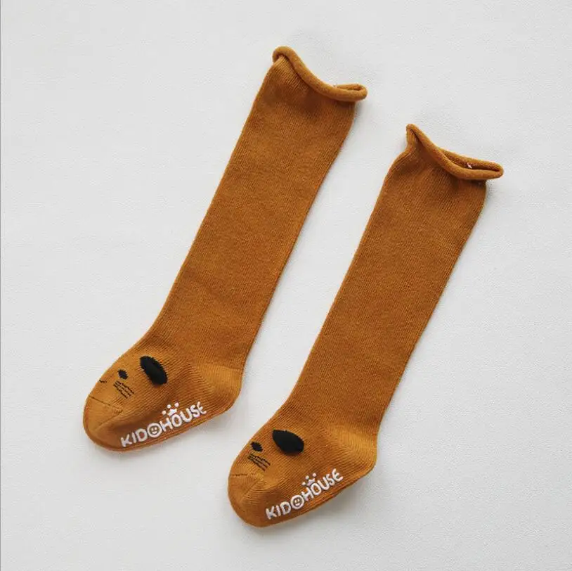 Носки для новорожденных от 0 до 3 лет теплые гольфы с рисунками животных для мальчиков, спортивные носки детские носки - Цвет: brown