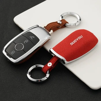 

Fits Perfect Car key case Wallet For Mercedes Benz 2017 2018 E Serials E300 E200 Maybach S320L S450 S350 key Holder Protector